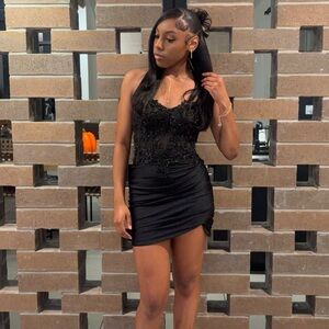 Elegant Black Beaded Dress